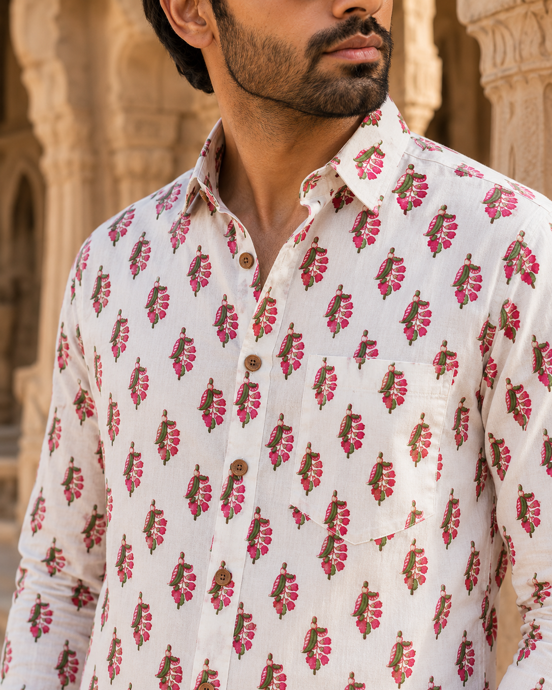 THEEMAR Royal Blossom Shirt | Pure Cotton Printed Full Sleeve Shirt for Men