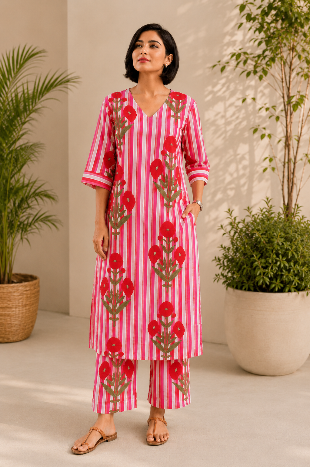 Pink Floral Pure Cotton Co-Ord Set
