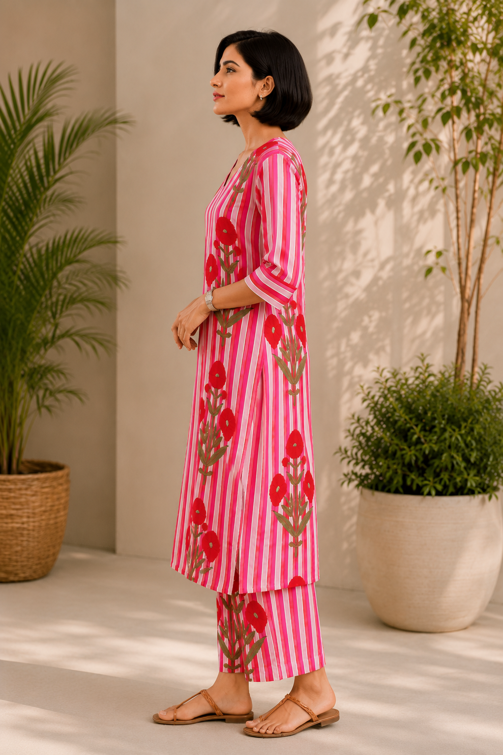 Pink Floral Pure Cotton Co-Ord Set