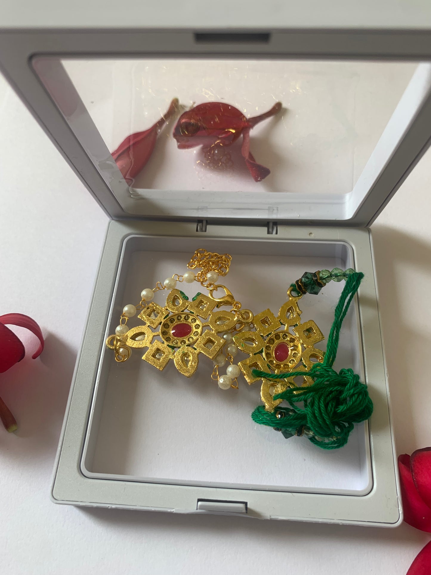Royal Emerald Kundan Bhai Bhabhi Rakhi Jodi | Premium Pearl Chain Lumba Rakhi Set | Raksha Bandhan Special
