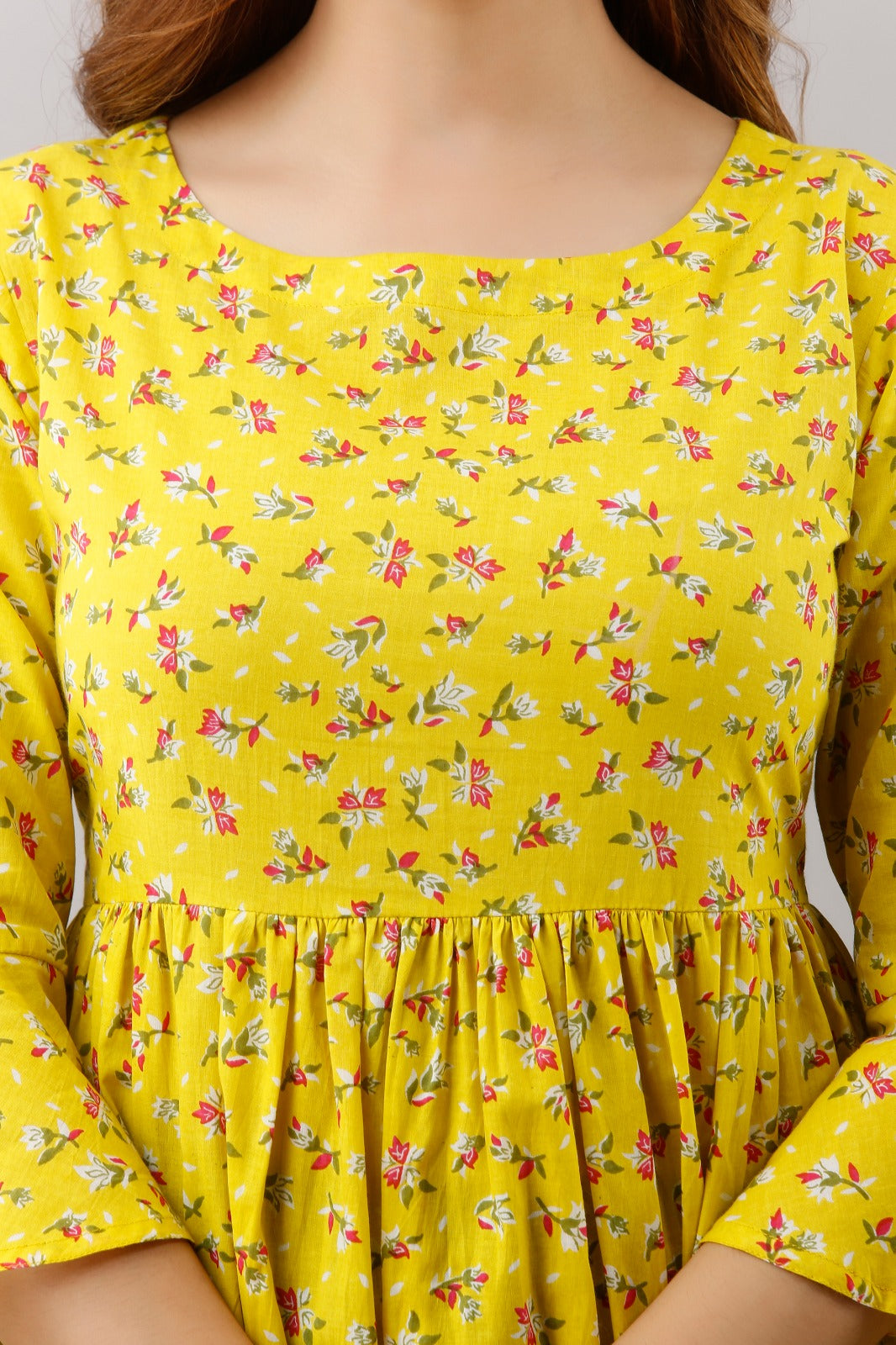 COTTON YELLOW & RED PRINTED TOP