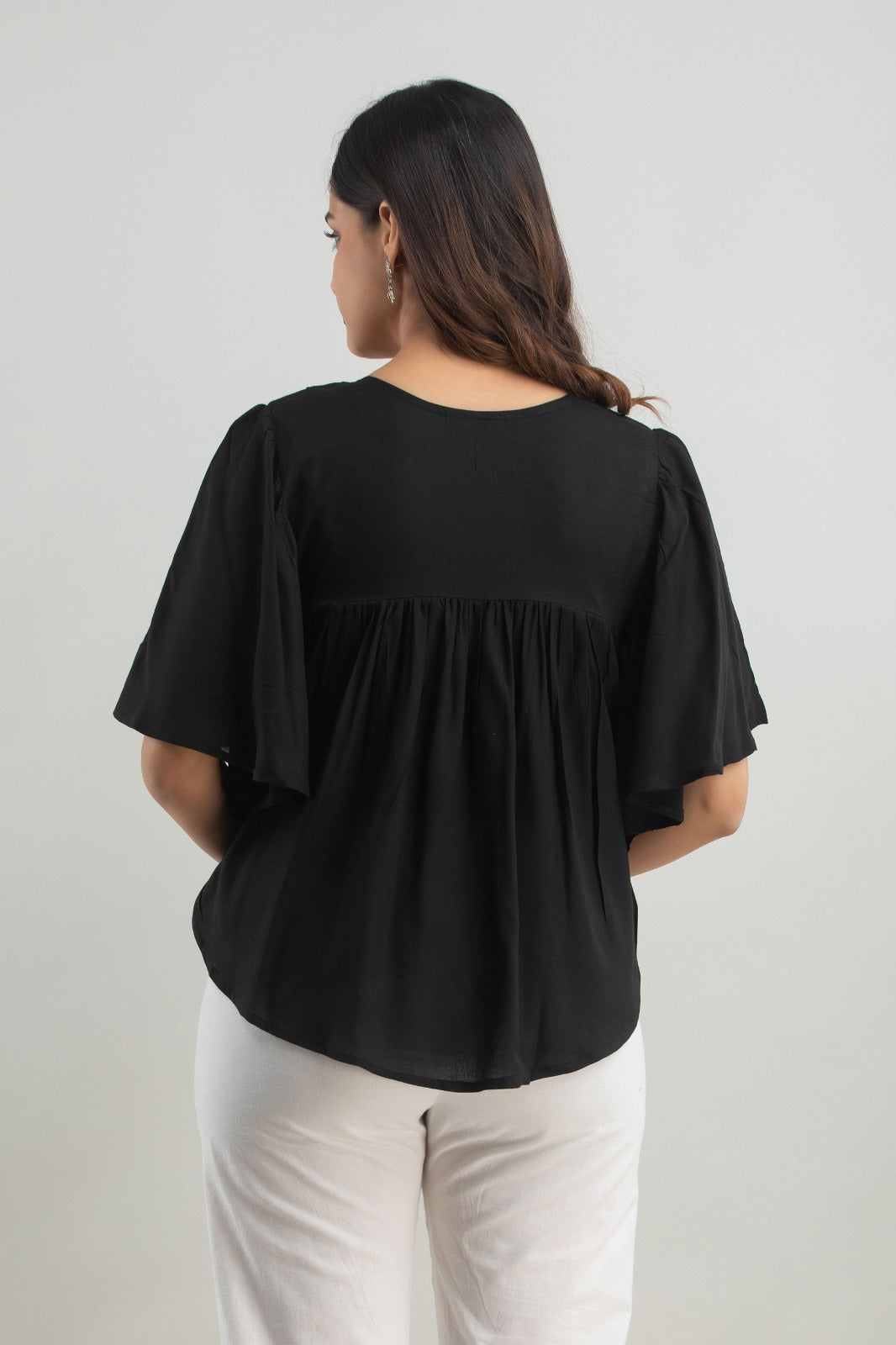 RAYON BLACK  & ORANGE PRINTED TUNIC (TMR008)