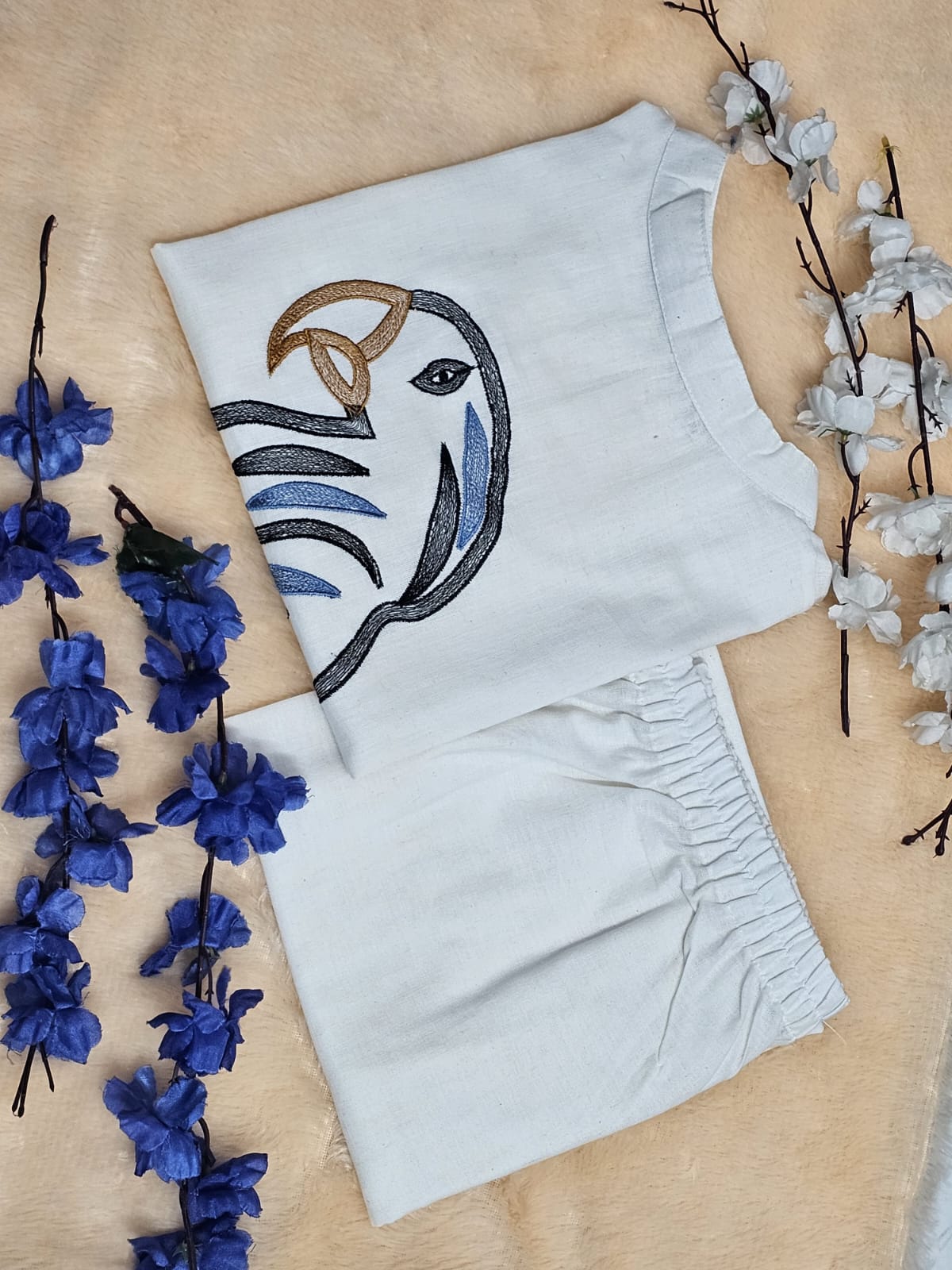 Embroidery cotton flex with plazzo