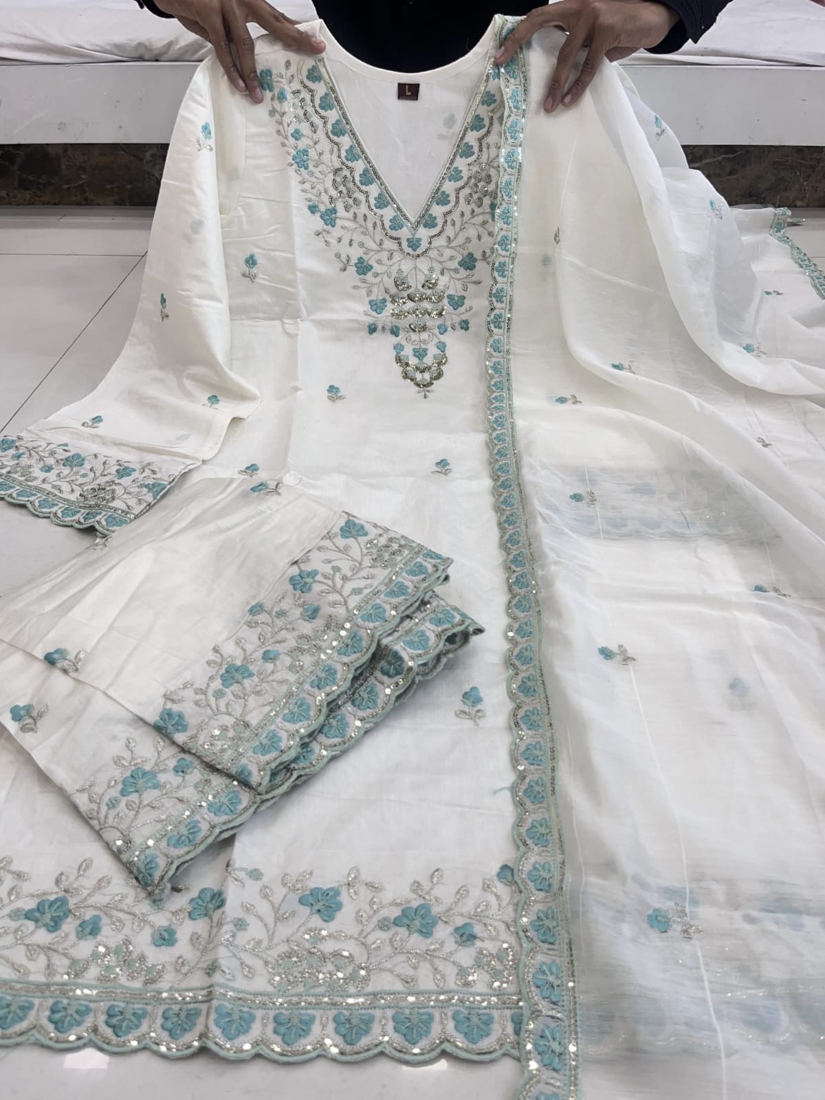 Pure chanderi heavy suit (Blue)